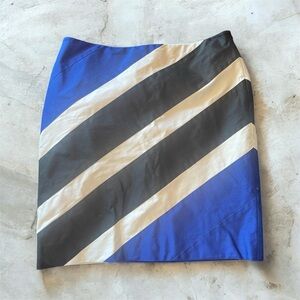 White House Black Market Blue and Black Diagonal Striped Pencil Skirt